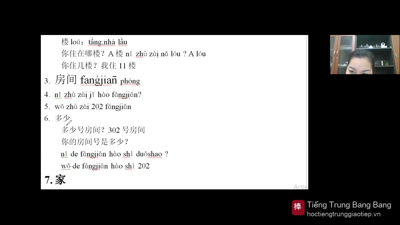 你住在几号房间? Hỏi số phòng